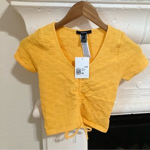 NWT Yellow Crop Top Short Sleeve Size XS